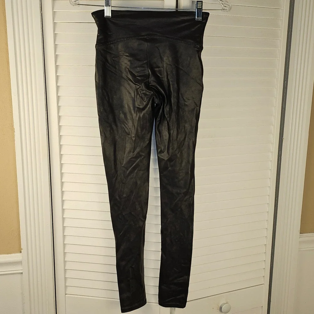 Spanx Womens Black Faux Leather Leggings Small‎